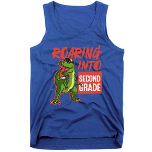 Gift For Dinosaur Roaring Into Second Grade Great Gift Tank Top