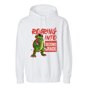 Gift For Dinosaur Roaring Into Second Grade Great Gift Garment-Dyed Fleece Hoodie