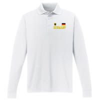 Germany Flag Deutschland Football Soccer Fan Performance Long Sleeve Polo