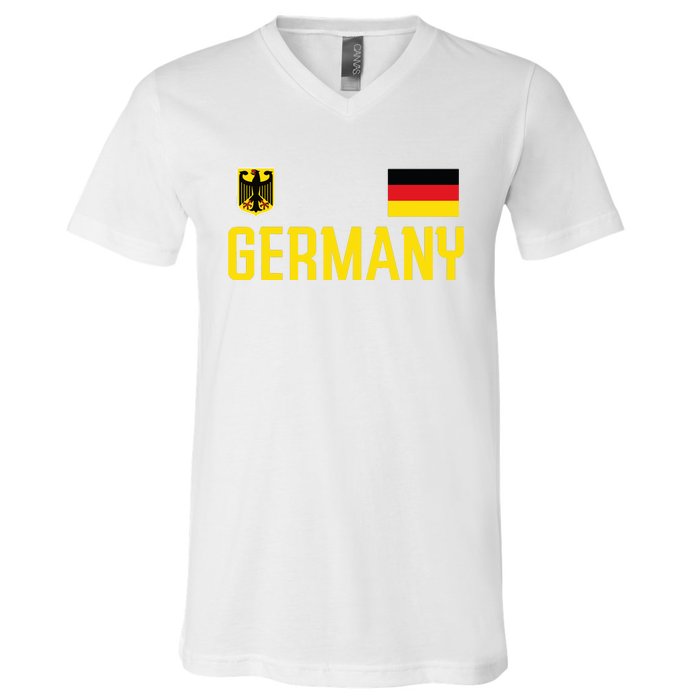 Germany Flag Deutschland Football Soccer Fan V-Neck T-Shirt