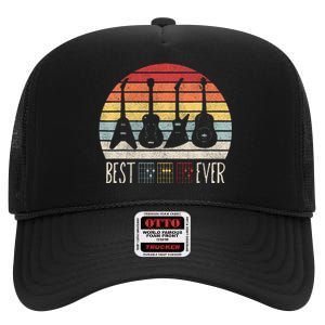 Guitarist Fathers Day Best Dad Ever D A D Chord Gifts Guitar High Crown Mesh Back Trucker Hat