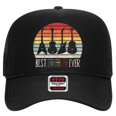 Guitarist Fathers Day Best Dad Ever D A D Chord Gifts Guitar High Crown Mesh Back Trucker Hat