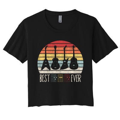 Guitarist Fathers Day Best Dad Ever D A D Chord Gifts Guitar Women's Crop Top Tee