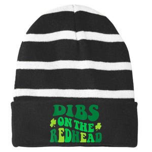 Groovy Funny Dibs On The Redhead For St Patricks Day Party Striped Beanie with Solid Band