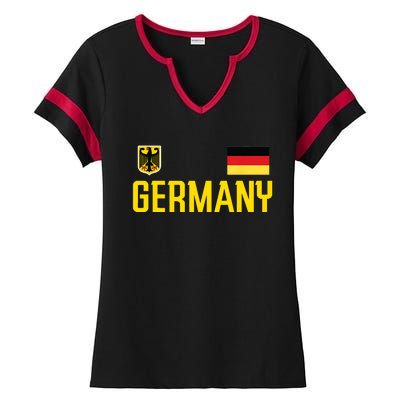 Germany Flag Deutschland Football Soccer Fan Ladies Halftime Notch Neck Tee