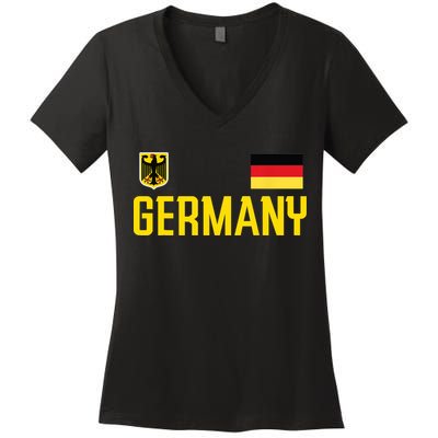 Germany Flag Deutschland Football Soccer Fan Women's V-Neck T-Shirt