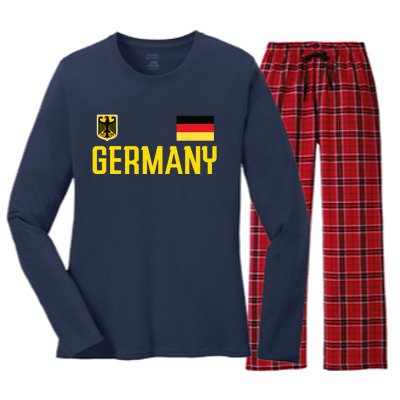 Germany Flag Deutschland Football Soccer Fan Women's Long Sleeve Flannel Pajama Set 