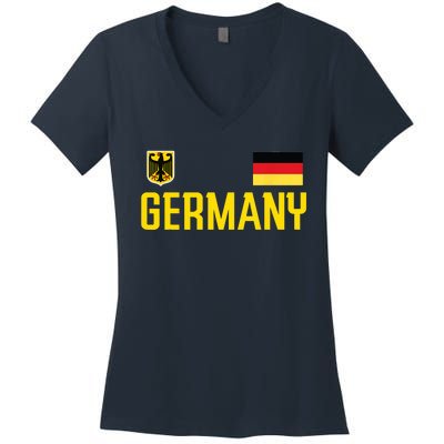 Germany Flag Deutschland Football Soccer Fan Women's V-Neck T-Shirt