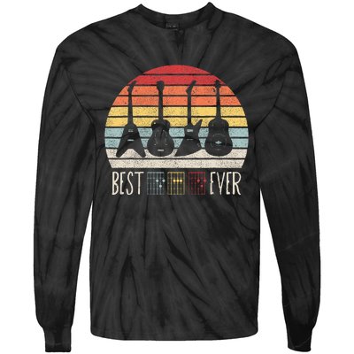 Guitarist Fathers Day Best Dad Ever D A D Chord Gifts Guitar Tie-Dye Long Sleeve Shirt