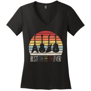 Guitarist Fathers Day Best Dad Ever D A D Chord Gifts Guitar Women's V-Neck T-Shirt