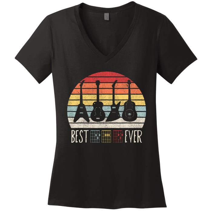 Guitarist Fathers Day Best Dad Ever D A D Chord Gifts Guitar Women's V-Neck T-Shirt