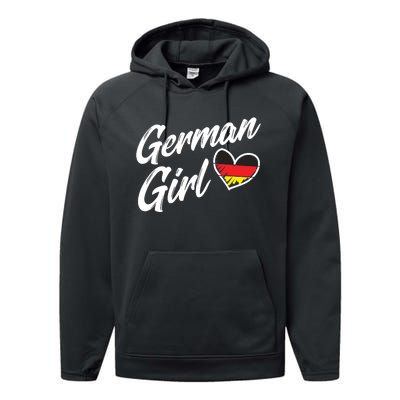 Germany Funny Deutschland Flag German Girl German Roots Performance Fleece Hoodie