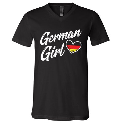 Germany Funny Deutschland Flag German Girl German Roots V-Neck T-Shirt