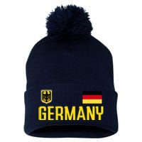 Germany Flag Deutschland Football Soccer Fan Pom Pom 12in Knit Beanie