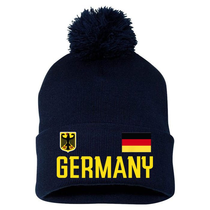 Germany Flag Deutschland Football Soccer Fan Pom Pom 12in Knit Beanie