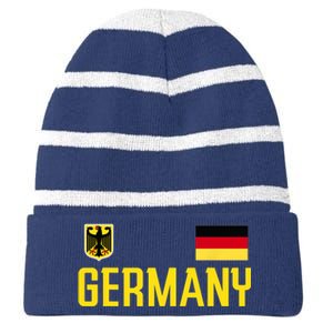 Germany Flag Deutschland Football Soccer Fan Striped Beanie with Solid Band