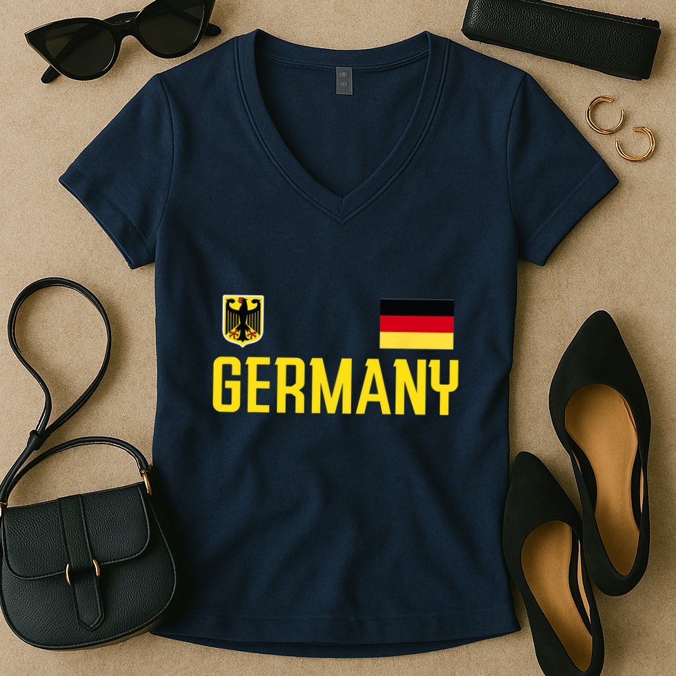 Germany Flag Deutschland Football Soccer Fan Women's V-Neck T-Shirt