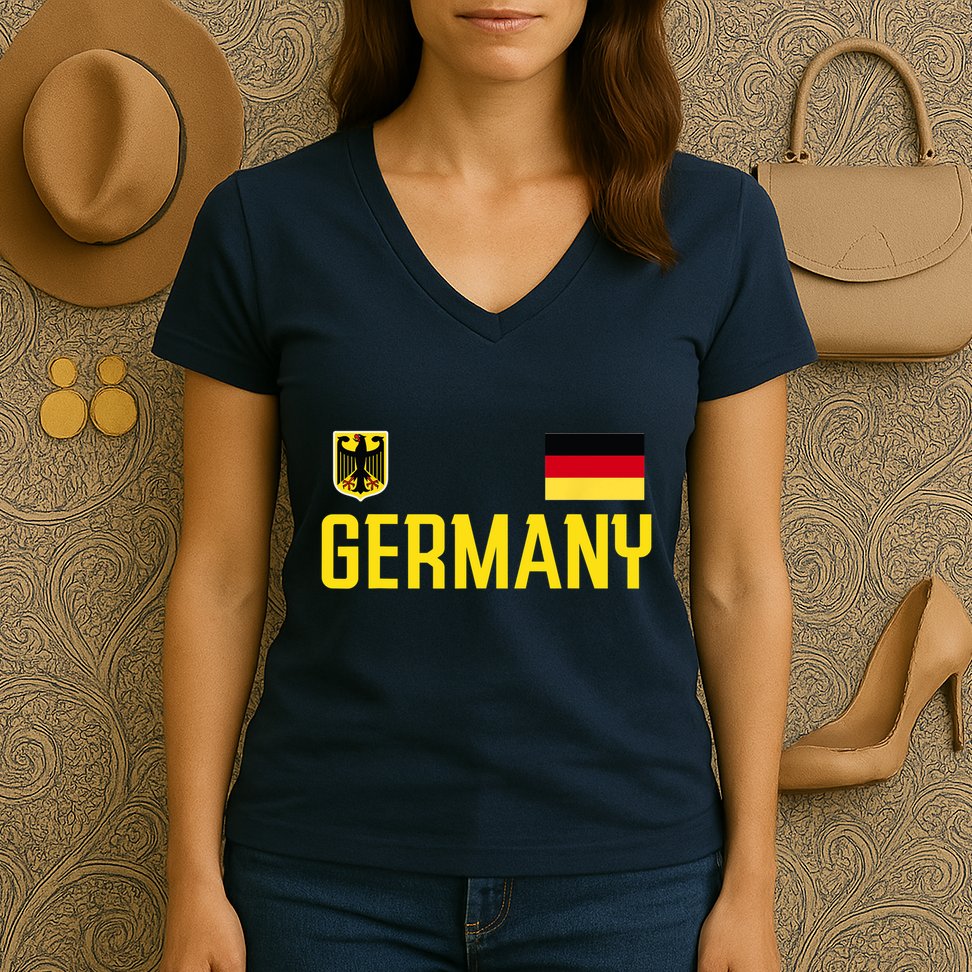Germany Flag Deutschland Football Soccer Fan Women's V-Neck T-Shirt