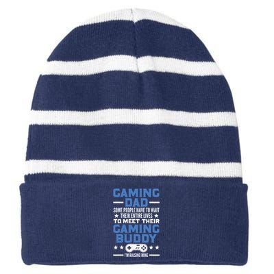 Gamer Fathers Day Gift Video Games Gaming Dad Gaming Striped Beanie with Solid Band