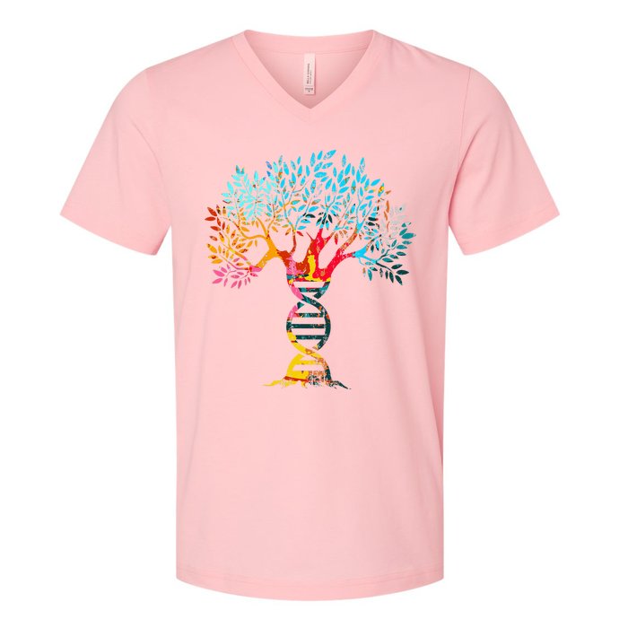 Genealogist Family DNA Lineage Researcher Genealogy Tree V-Neck T-Shirt