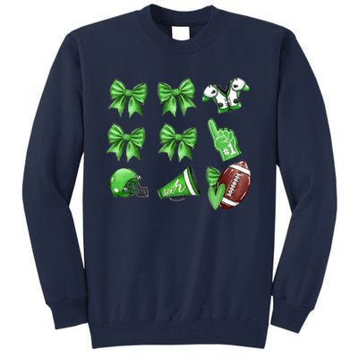 Green Football Design Touchdown Season Coquette Football Tall Sweatshirt