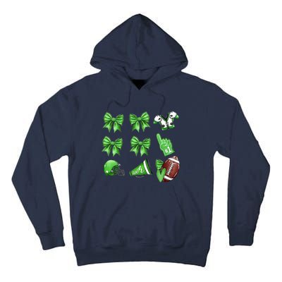 Green Football Design Touchdown Season Coquette Football Tall Hoodie