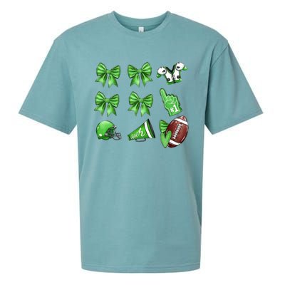 Green Football Design Touchdown Season Coquette Football Sueded Cloud Jersey T-Shirt