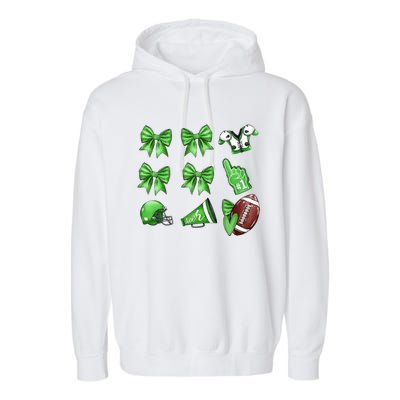 Green Football Design Touchdown Season Coquette Football Garment-Dyed Fleece Hoodie