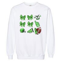 Green Football Design Touchdown Season Coquette Football Garment-Dyed Sweatshirt