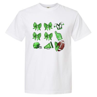 Green Football Design Touchdown Season Coquette Football Garment-Dyed Heavyweight T-Shirt