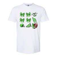 Green Football Design Touchdown Season Coquette Football Softstyle CVC T-Shirt