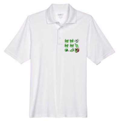 Green Football Design Touchdown Season Coquette Football Men's Origin Performance Piqué Polo