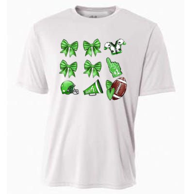 Green Football Design Touchdown Season Coquette Football Cooling Performance Crew T-Shirt