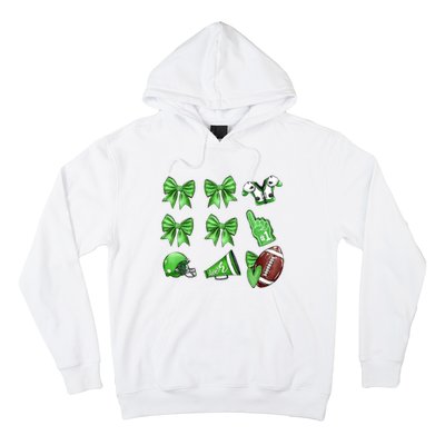 Green Football Design Touchdown Season Coquette Football Hoodie