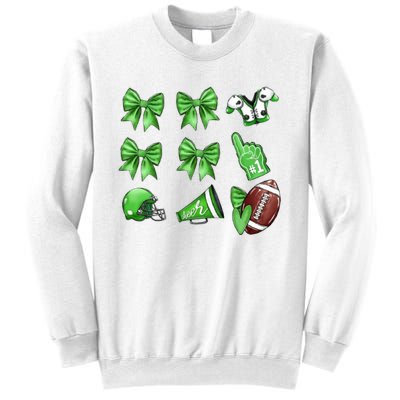 Green Football Design Touchdown Season Coquette Football Sweatshirt