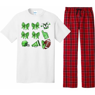 Green Football Design Touchdown Season Coquette Football Pajama Set