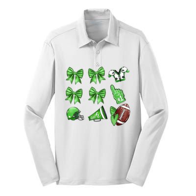 Green Football Design Touchdown Season Coquette Football Silk Touch Performance Long Sleeve Polo