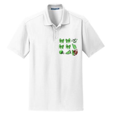 Green Football Design Touchdown Season Coquette Football Dry Zone Grid Polo