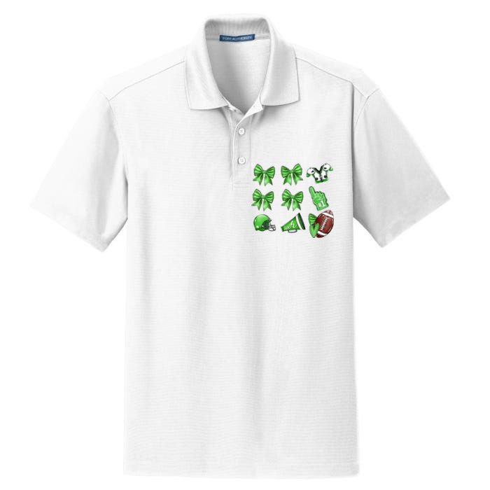 Green Football Design Touchdown Season Coquette Football Dry Zone Grid Polo