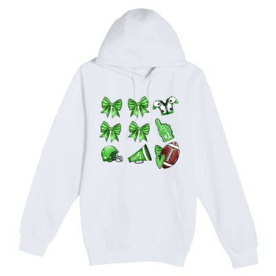 Green Football Design Touchdown Season Coquette Football Premium Pullover Hoodie