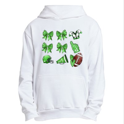 Green Football Design Touchdown Season Coquette Football Urban Pullover Hoodie