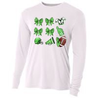 Green Football Design Touchdown Season Coquette Football Cooling Performance Long Sleeve Crew