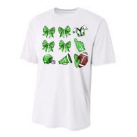 Green Football Design Touchdown Season Coquette Football Performance Sprint T-Shirt