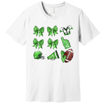 Green Football Design Touchdown Season Coquette Football Premium T-Shirt