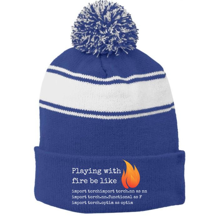 Gift For Deep Learning With Pytorch And Python Programmers Funny Gift Stripe Pom Pom Beanie