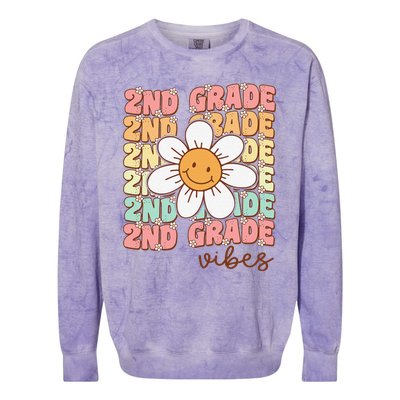 Groovy First Day Of School 2nd Grade Vibes Back To School Colorblast Crewneck Sweatshirt