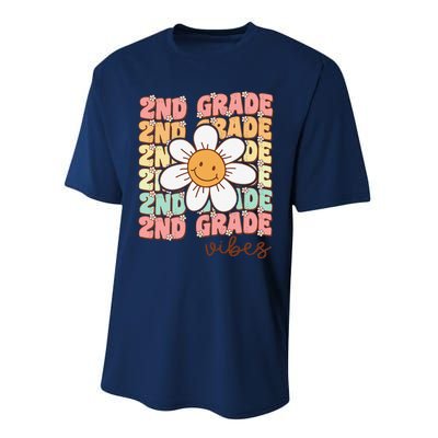 Groovy First Day Of School 2nd Grade Vibes Back To School Performance Sprint T-Shirt