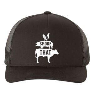 Grilling Funny Dad ID Smoke That Smoker Grill Master Bbq Yupoong Adult 5-Panel Trucker Hat