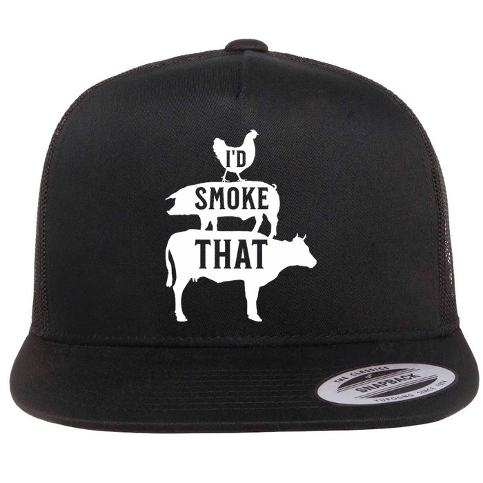 Grilling Funny Dad ID Smoke That Smoker Grill Master Bbq Flat Bill Trucker Hat