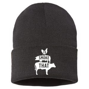 Grilling Funny Dad ID Smoke That Smoker Grill Master Bbq Sustainable Knit Beanie